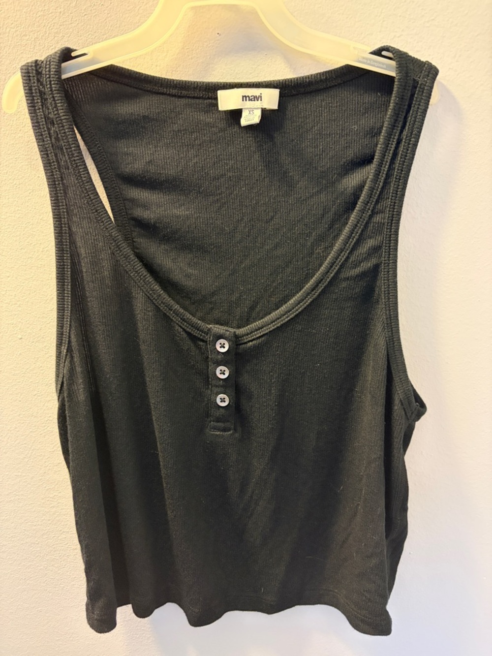 Mavi Black Ribbed Henley Tank